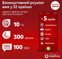 «Доступний роумінг» Vodafone діє тепер у 32 країнах